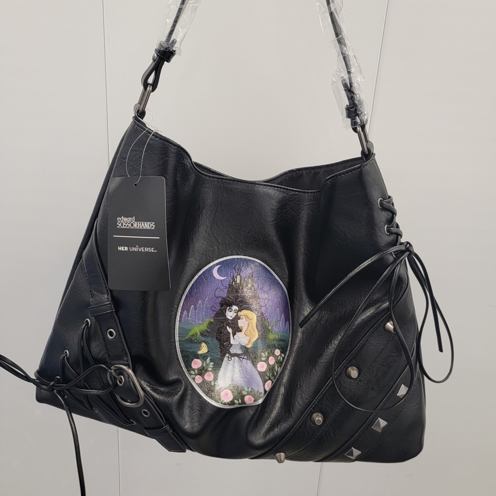 NEW Her Universe Edward Scissorhands Studded Hobo Shoulder Bag Grunge Whimsigoth - Picture 5 of 10